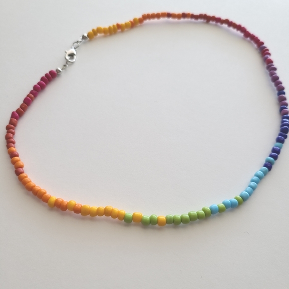 Rainbow Ombre Seed Bead Necklace - Picture 3 of 4
